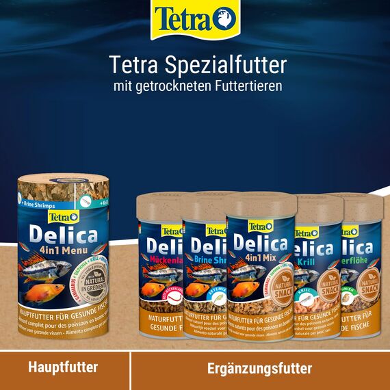 Tetra Delica Krill Naturfutter - 100% gefriergetrocknete Krill, natürliche Snacks für Zierfische, 100 ml Dose