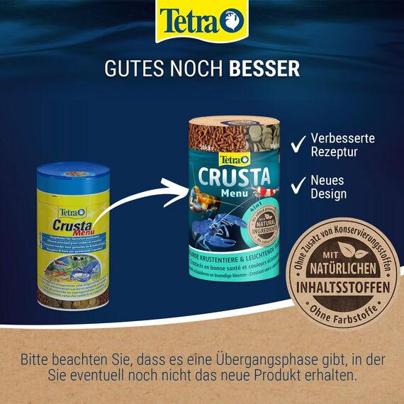 Tetra Crusta Menu - 4in1 Futter mit Sticks, Pellets, Wafern und Granules für Garnelen und Krebse, für eine abwechslungsreiche Ernährung, 100 ml Dose (1er Pack)