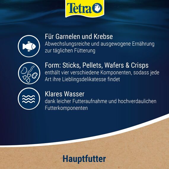Tetra Crusta Menu - 4in1 Futter mit Sticks, Pellets, Wafern und Granules für Garnelen und Krebse, für eine abwechslungsreiche Ernährung, 100 ml Dose (1er Pack)