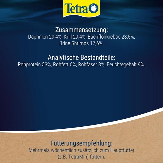Tetra Delica Mix Naturfutter - Mischung mit 4 verschiedenen Futtertieren (Wasserflöhe, Artemia, Krill, Gammarus), natürliche Snacks für Zierfische, 250 ml Dose