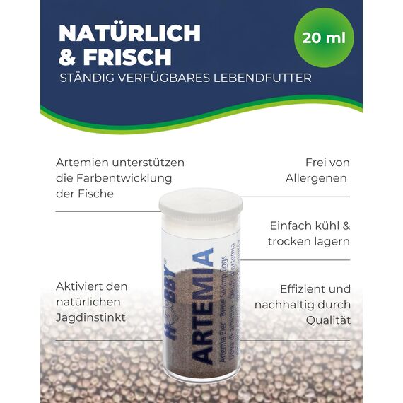 HOBBY Aquaristik Artemia Eier I 20 ml I Lebendfutter für Aquarienfische I Artemien-Eier zur Zucht von Artemia-Nauplien I Frische Artemia für nährstoffreiche und gesunde Ernährung I Artemiazysten