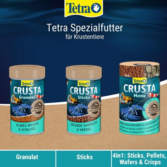 Tetra Crusta Menu - 4in1 Futter mit Sticks, Pellets, Wafern und Granules für Garnelen und Krebse, für eine abwechslungsreiche Ernährung, 100 ml Dose (1er Pack)