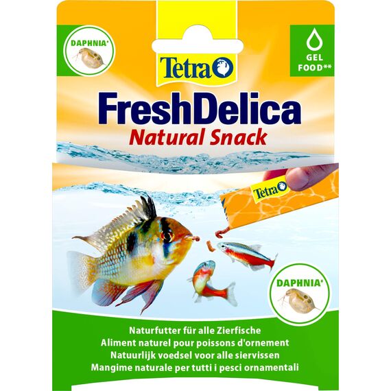 Tetra FreshDelica Daphnia - natürlicher Snack mit Wasserflöhen für Zierfische, Leckerbissen in Gelee, 16 x 3 g Beutel