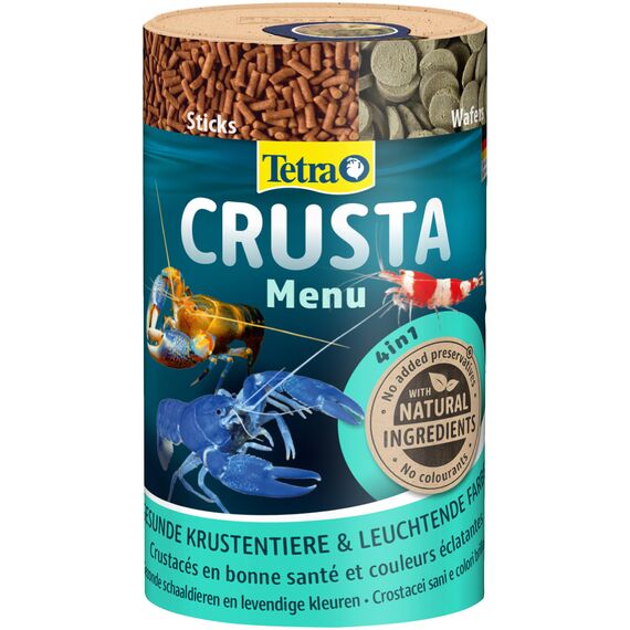 Tetra Crusta Menu - 4in1 Futter mit Sticks, Pellets, Wafern und Granules für Garnelen und Krebse, für eine abwechslungsreiche Ernährung, 100 ml Dose (1er Pack)