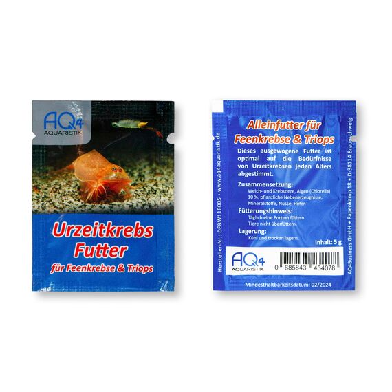 Futter für Urzeitkrebse (Triops, Feenkrebse, Artemia) -mit Anleitung- Aufzuchtfutter für Nauplien mit Chlorella Algen, pflanzlichen und tierischen Bestandteilen, Mineralstoffen, 5 g