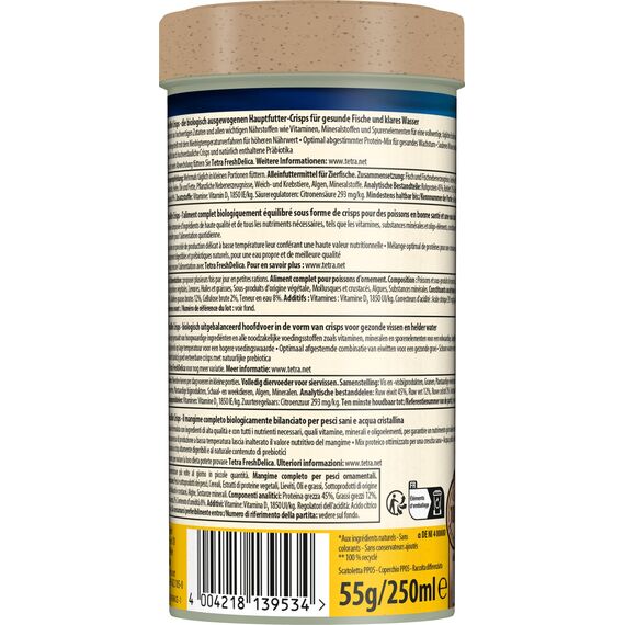 TetraMin Crisps - Fischfutter für alle Zierfische, nährstoffreiche Mischung für gesunde Fische und klares Wasser, 250 ml Dose
