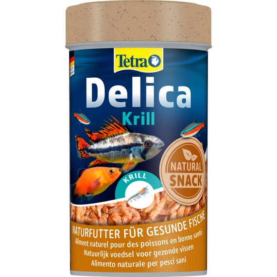 Tetra Delica Krill Naturfutter - 100% gefriergetrocknete Krill, natürliche Snacks für Zierfische, 100 ml Dose