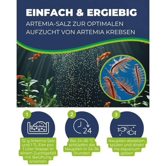 HOBBY Aquaristik Artemia Salz I 195 g I Spezial-Salz zur Zucht von Artemia-Nauplien I Salz zur Zucht von nährstoffreichem und gesundem Lebendfutter I Salz zur Artemien Aufzucht I hohe Schlupfrate