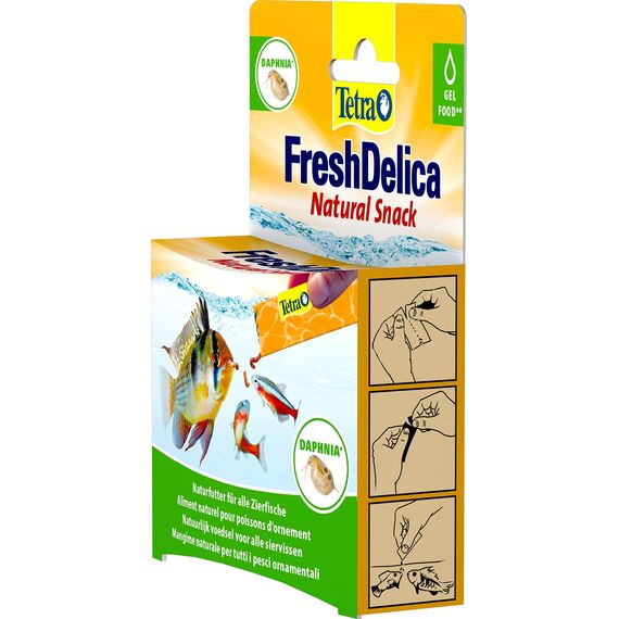 Tetra FreshDelica Daphnia - natürlicher Snack mit Wasserflöhen für Zierfische, Leckerbissen in Gelee, 16 x 3 g Beutel