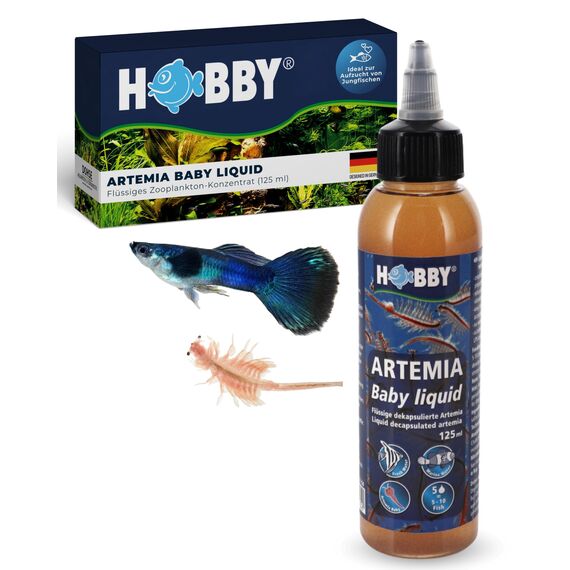 Hobby Aquaristik Artemia Baby Liquid I 125 ml I flüssiges Zooplankton-Konzentrat ideal zur Aufzucht von Jungfischen I Nahrungsquelle für Aquarienfische I für Süß- und Meerwasseraquarien