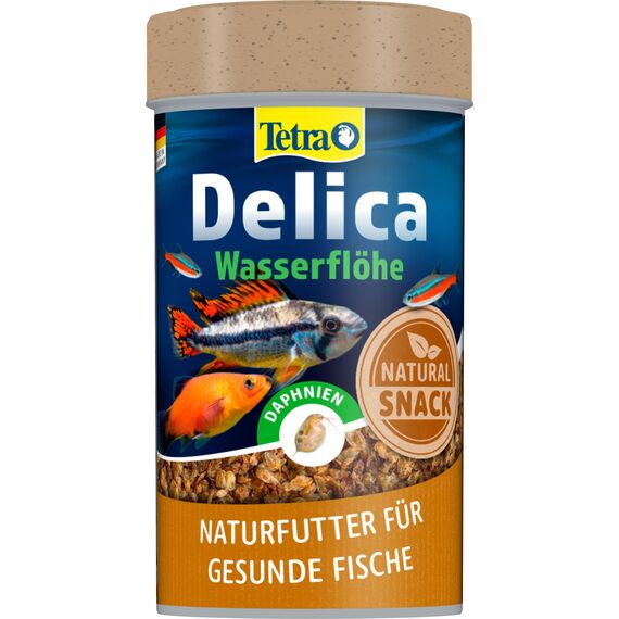 Tetra Delica Daphnia Naturfutter - 100% sonnengetrocknete Wasserflöhe, natürliche Snacks für Zierfische, 100 ml Dose