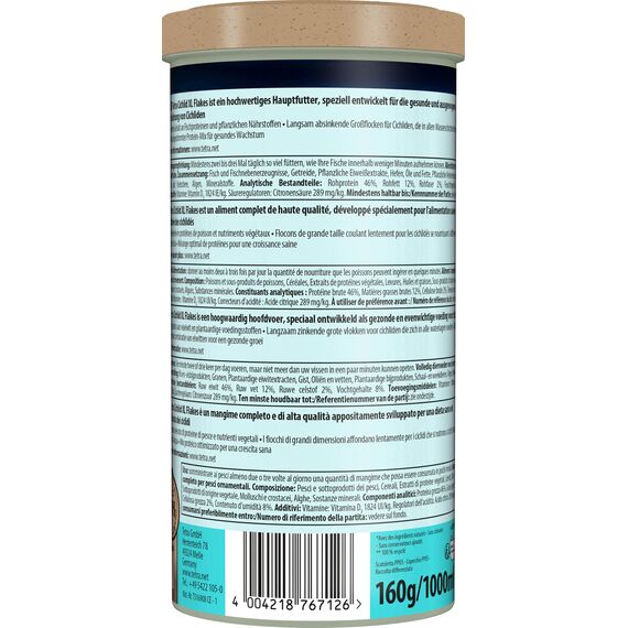 Tetra Cichlid XL Flakes - Fischfutter in Form großer Flocken für größere Cichliden und andere große Zierfische, 1 L Dose