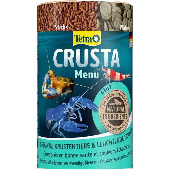 Tetra Crusta Menu - 4in1 Futter mit Sticks, Pellets, Wafern und Granules für Garnelen und Krebse, für eine abwechslungsreiche Ernährung, 100 ml Dose (1er Pack)