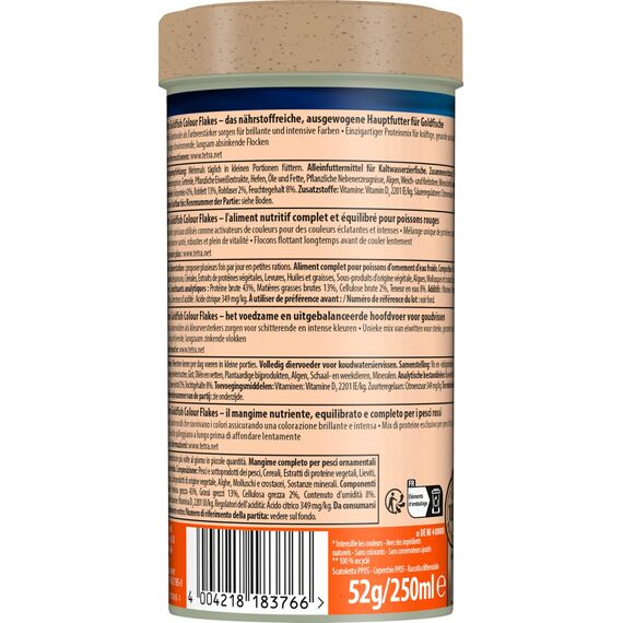 Tetra Goldfish Color Flakes - Flocken-Fischfutter mit natürlichen Farbverstärkern für alle Goldfische und andere Kaltwasserfische, 250 ml Dose