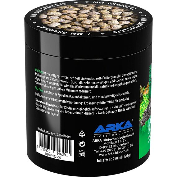 Welsfutter 250 ml / 120 g – kaltgepresstes Softgranulat für Saugwelse & Bodenfische – sinkend, formstabil & hochverdaulich – ARKA Vita Pleco