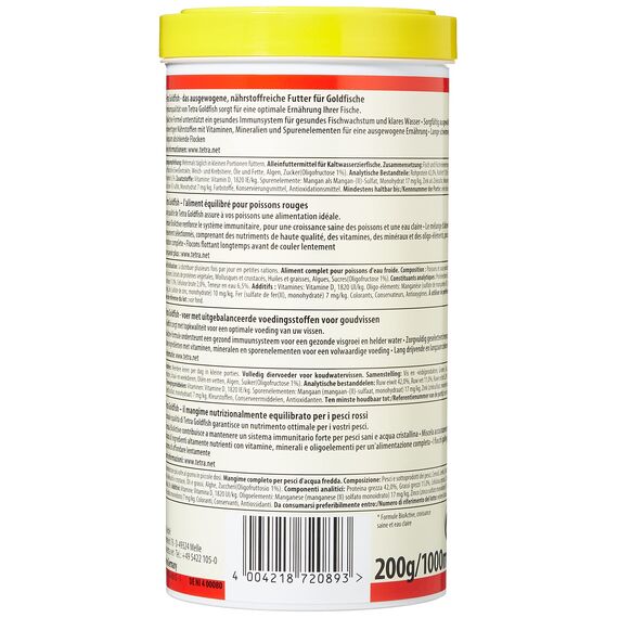 Tetra Goldfish Flakes - Flocken-Fischfutter für alle Goldfische und andere Kaltwasserfische, 1 L Dose (Packung mit 2)