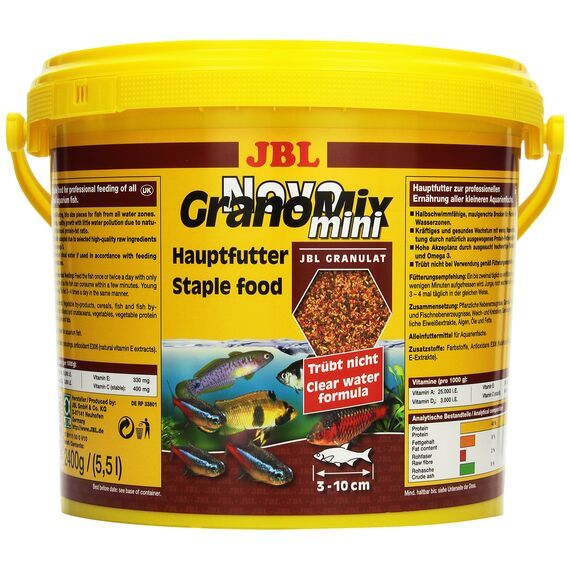 JBL NovoGranoMix 30111 Alleinfutter für kleine Aquarienfische Nachfülldose Granulat, 5,5 l
