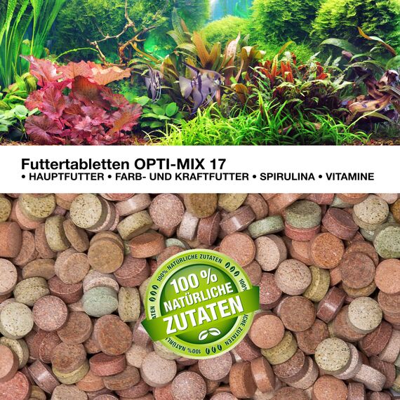 1000 ml (700g) Premium TOP Futtertabletten Opti-Mix 17, Tablettenfutter Mix für Aquarium Zierfische Tabletten