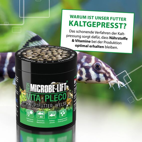 Welsfutter 250 ml / 120 g – kaltgepresstes Softgranulat für Saugwelse & Bodenfische – sinkend, formstabil & hochverdaulich – ARKA Vita Pleco