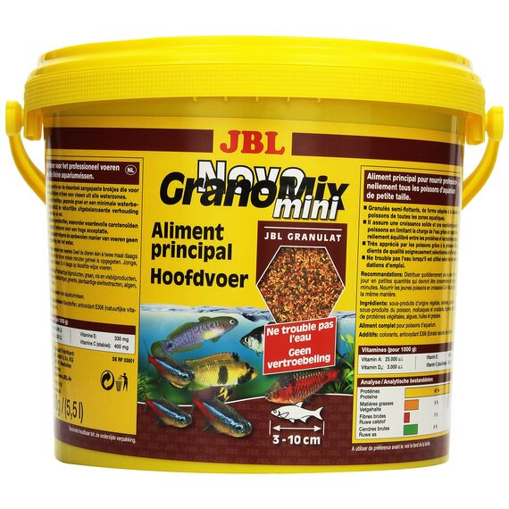 JBL NovoGranoMix 30111 Alleinfutter für kleine Aquarienfische Nachfülldose Granulat, 5,5 l