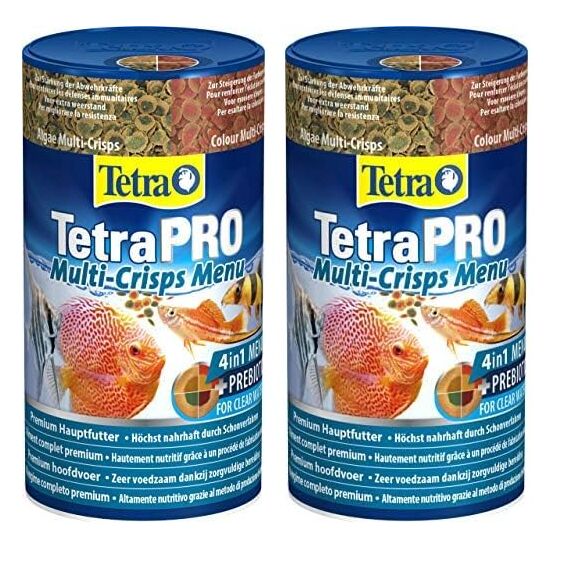 Tetra Pro Multi-Crisps Menu - 4in1 Premium Fischfutter-Mischung mit verschiedenen Crisps-Sorten für Energie, Farbe, Wachstum, 250 ml Dose (Packung mit 2)