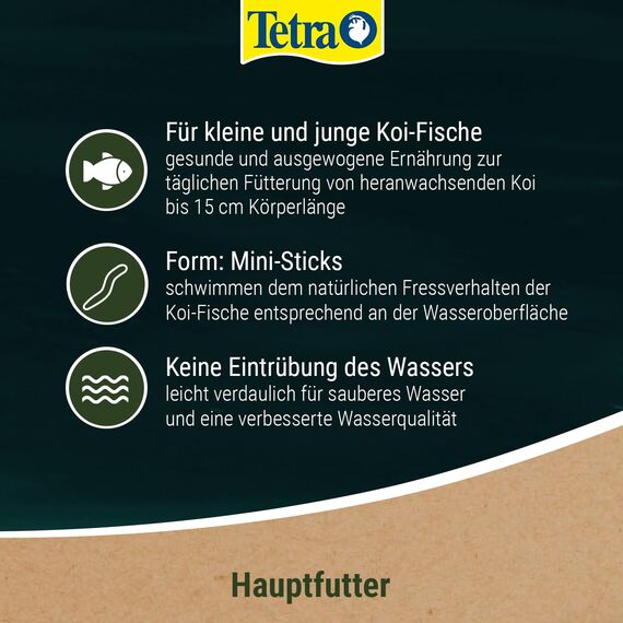 Tetra Pond Koi Mini Sticks - Koi-Futter für farbenprächtige Fische und eine verbesserte Wasserqualität, 1 L Dose