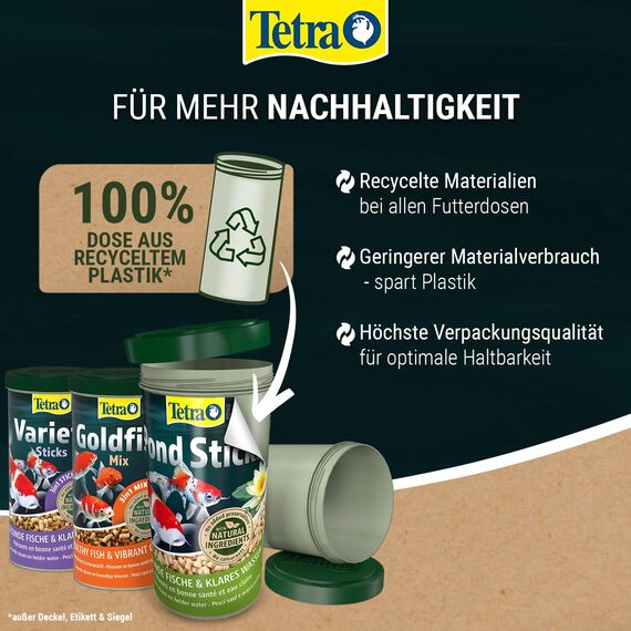 Tetra Pond Koi Mini Sticks - Koi-Futter für farbenprächtige Fische und eine verbesserte Wasserqualität, 1 L Dose