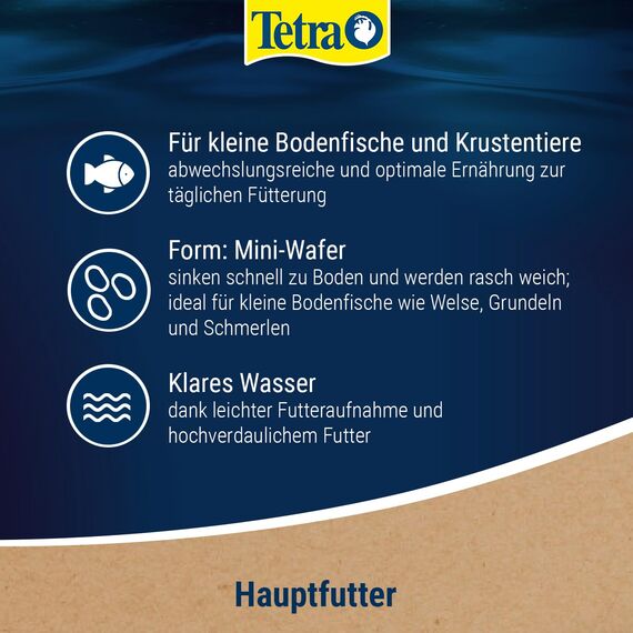 Tetra Wafer Mini Mix - Fischfutter für kleine Bodenfische (z. B. Welse) und Krustentiere, für gesundes Wachstum und Vitalität, 100 ml Dose