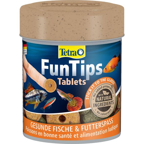 Tetra FunTips Tablets - an der Aquarium-Scheibe haftende Futtertabletten, optimal zum Beobachten der Fische geeignetes Fischfutter, 75 Tabletten