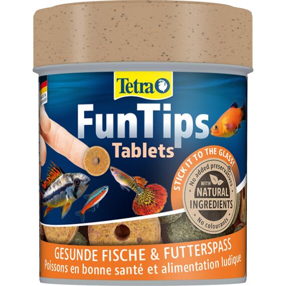 Tetra FunTips Tablets - an der Aquarium-Scheibe haftende Futtertabletten, optimal zum Beobachten der Fische geeignetes Fischfutter, 75 Tabletten