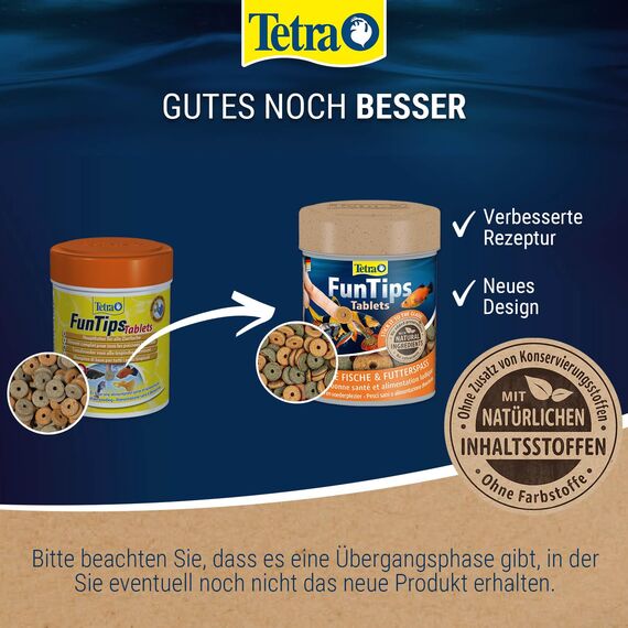 Tetra FunTips Tablets - an der Aquarium-Scheibe haftende Futtertabletten, optimal zum Beobachten der Fische geeignetes Fischfutter, 300 Tabletten