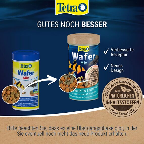 Tetra Wafer Mix - Fischfutter für alle Bodenfische (z.B. Welse) und Krebse, für gesundes Wachstum und Vitalität, 100 ml Dose