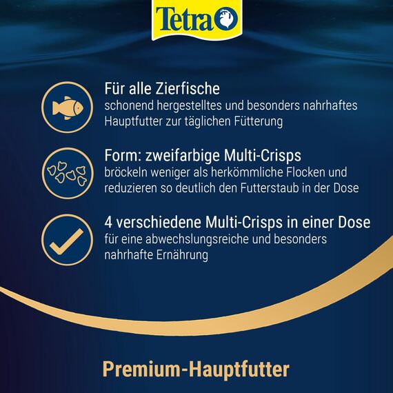 Tetra Pro Multi-Crisps Menu - 4in1 Premium Fischfutter-Mischung mit verschiedenen Crisps-Sorten für Energie, Farbe, Wachstum, 250 ml Dose