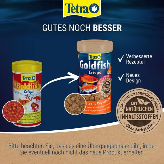 Tetra Goldfish Crisps - Fischfutter in Crisp-Form für alle Goldfische und andere Kaltwasserfische, 250 ml Dose