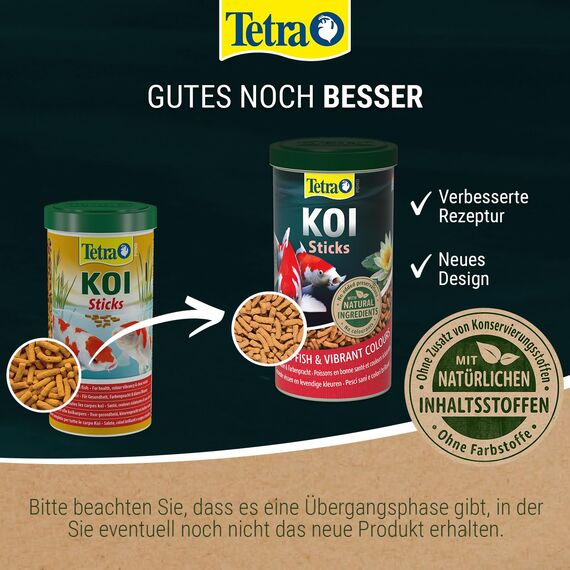 Tetra Pond Koi Sticks - Koi-Futter für farbenprächtige Fische und eine verbesserte Wasserqualität, 1 L Dose