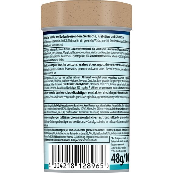 Tetra Wafer Mix - Fischfutter für alle Bodenfische (z.B. Welse) und Krebse, für gesundes Wachstum und Vitalität, 100 ml Dose