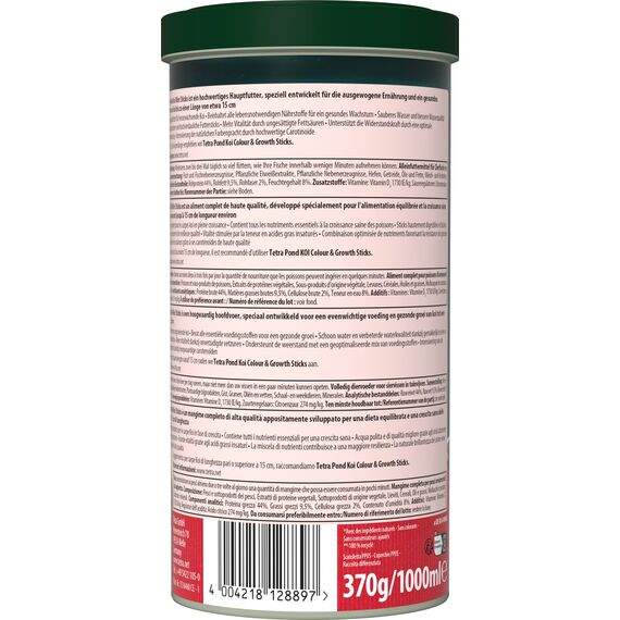 Tetra Pond Koi Mini Sticks - Koi-Futter für farbenprächtige Fische und eine verbesserte Wasserqualität, 1 L Dose
