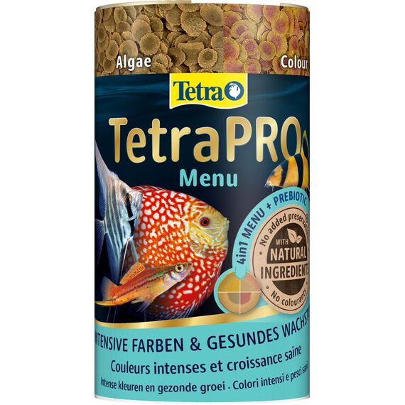 Tetra Pro Multi-Crisps Menu - 4in1 Premium Fischfutter-Mischung mit verschiedenen Crisps-Sorten für Energie, Farbe, Wachstum, 250 ml Dose