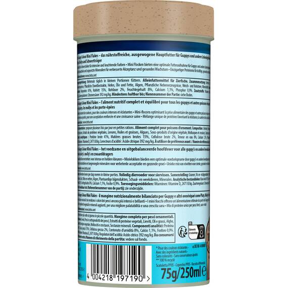 Tetra Guppy Colour Mini Flakes - Fischfutter für alle Guppys, feines Flockenfutter für kräftige Farben, 250 ml Dose