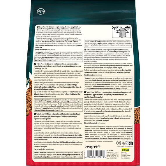 Tetra Pond Koi Sticks - Koi-Futter für farbenprächtige Fische und eine verbesserte Wasserqualität, 15 L Beutel