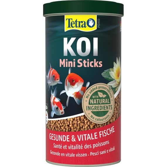 Tetra Pond Koi Mini Sticks - Koi-Futter für farbenprächtige Fische und eine verbesserte Wasserqualität, 1 L Dose