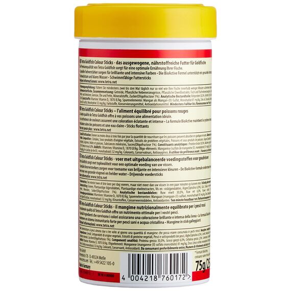 Tetra Goldfish Colour Sticks, Futtersticks für Goldfische zur Entfaltung der natürlichen Farbenpracht, 250 ml Dose (Packung mit 2)