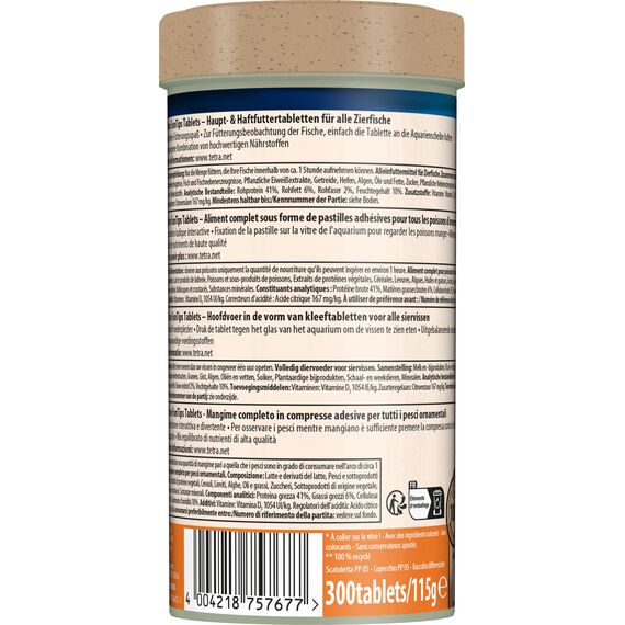 Tetra FunTips Tablets - an der Aquarium-Scheibe haftende Futtertabletten, optimal zum Beobachten der Fische geeignetes Fischfutter, 300 Tabletten