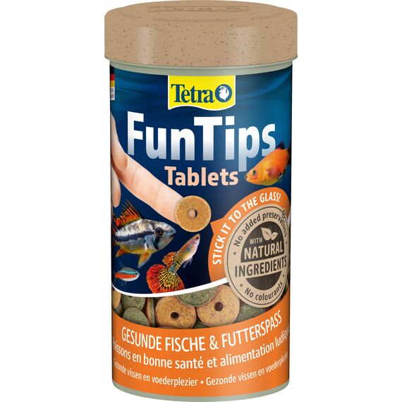 Tetra FunTips Tablets - an der Aquarium-Scheibe haftende Futtertabletten, optimal zum Beobachten der Fische geeignetes Fischfutter, 300 Tabletten