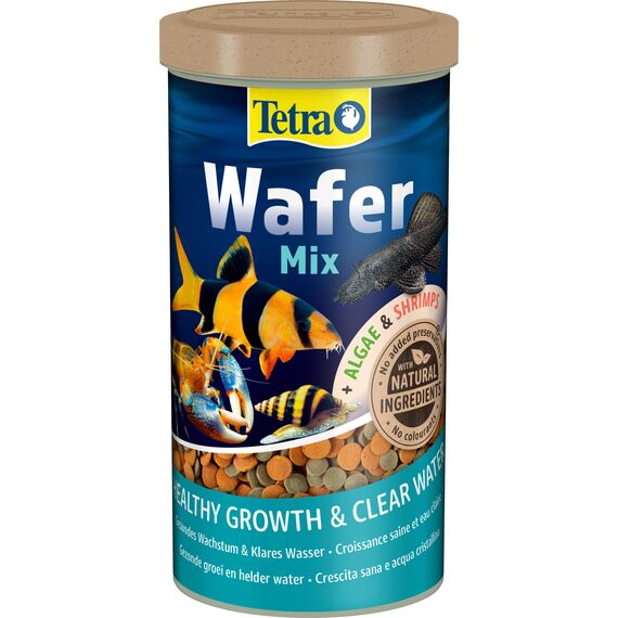 Tetra Wafer Mix - Fischfutter für alle Bodenfische (z.B. Welse) und Krebse, für gesundes Wachstum und eine bessere Widerstandskraft, 1 L