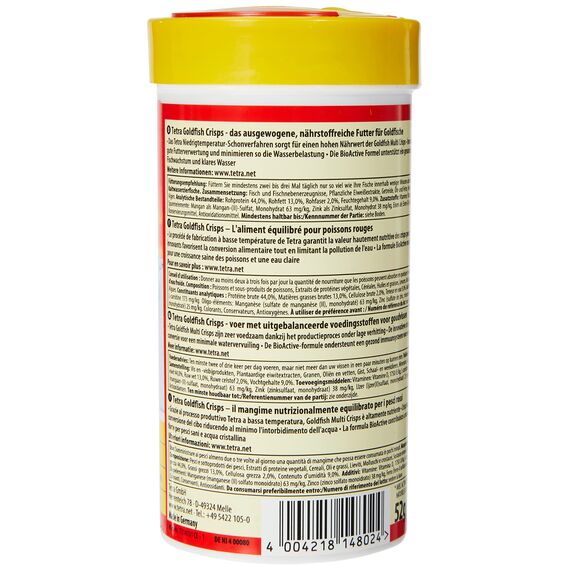 Tetra Goldfish Crisps - Fischfutter in Crisp-Form für alle Goldfische und andere Kaltwasserfische, 250 ml Dose (Packung mit 2)