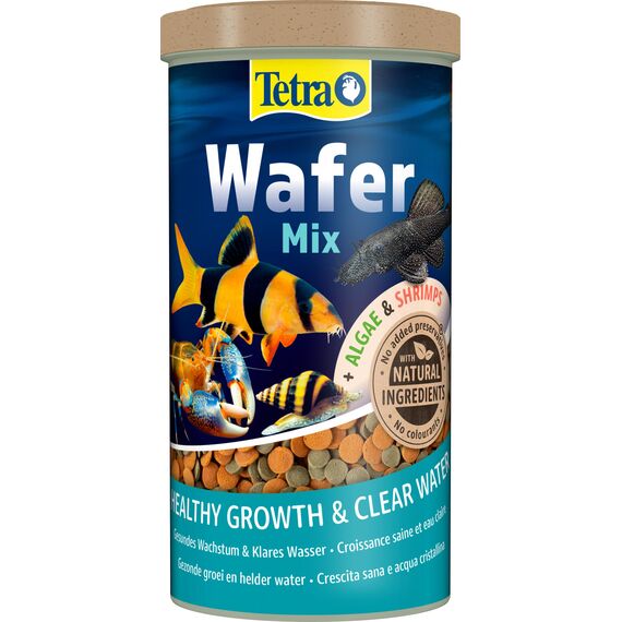 Tetra Wafer Mix - Fischfutter für alle Bodenfische (z.B. Welse) und Krebse, für gesundes Wachstum und eine bessere Widerstandskraft, 1 L