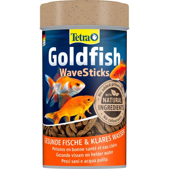 Tetra Goldfish Wave Sticks - Fischfutter in Form von wurmförmigen Futtersticks für alle Goldfische und andere Kaltwasserfische, 100 ml Dose