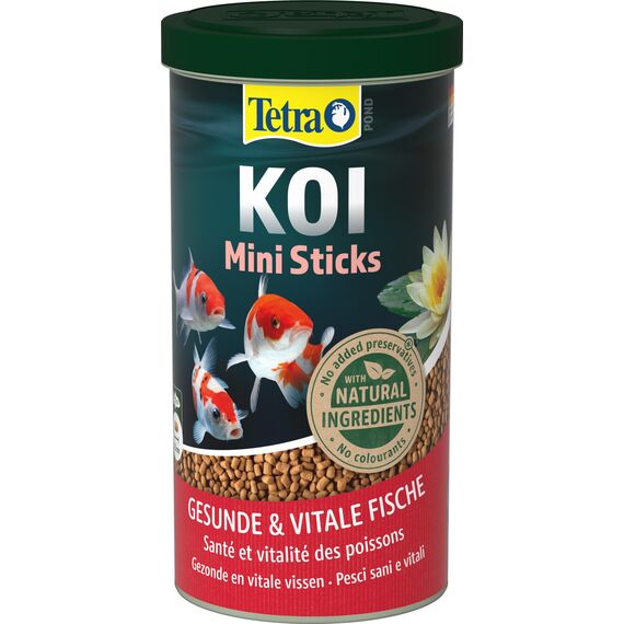 Tetra Pond Koi Mini Sticks - Koi-Futter für farbenprächtige Fische und eine verbesserte Wasserqualität, 1 L Dose
