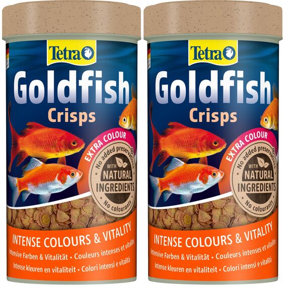 Tetra Goldfish Crisps - Fischfutter in Crisp-Form für alle Goldfische und andere Kaltwasserfische, 250 ml Dose (Packung mit 2)